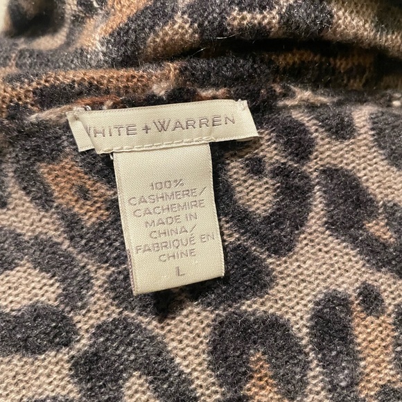 White + Warren Leopard Print Open Front Lightweight Soft Cashmere Cardigan - Picture 5 of 8